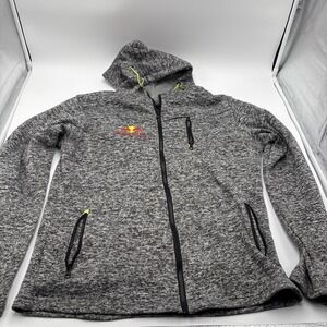Red Bull Hoodie Jacket Mens Zipper Front Large Gray Print On Back Energy Drink